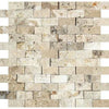 Philadelphia Travertine 1X2 Brick Mosaic Split - Faced - SurfacesGalore