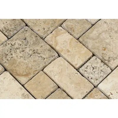 Philadelphia Travertine 3 - pcs. Mini - Pattern Mosaic (Non - Interlocking) Mosaic Tumbled - SurfacesGalore