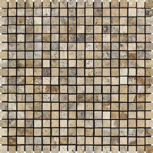 Philadelphia Travertine 5/8X5/8 Mosaic Tumbled - SurfacesGalore