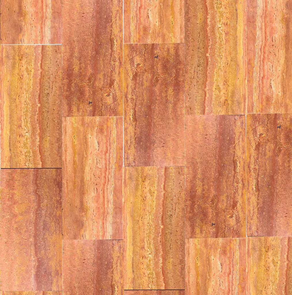 Rojo - Red Vein-Cut Travertine 12X24 Filled Polished - Honed