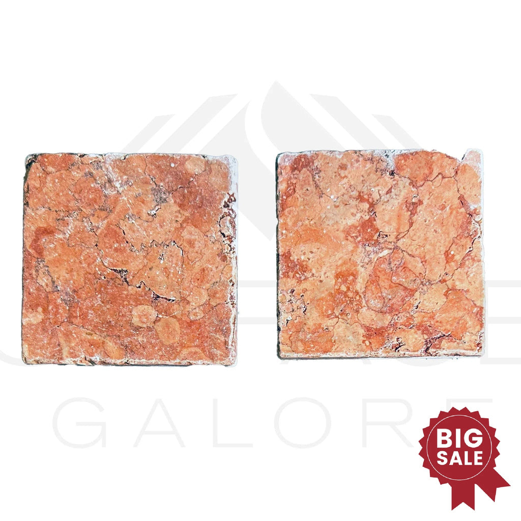 Rosso Verona / Rosso Asiago (Red) Marble 4X4 Tumbled Tile 94 Sq.Ft. - Discounted, Marble/Travertine Clearance Sale - SurfacesGalore