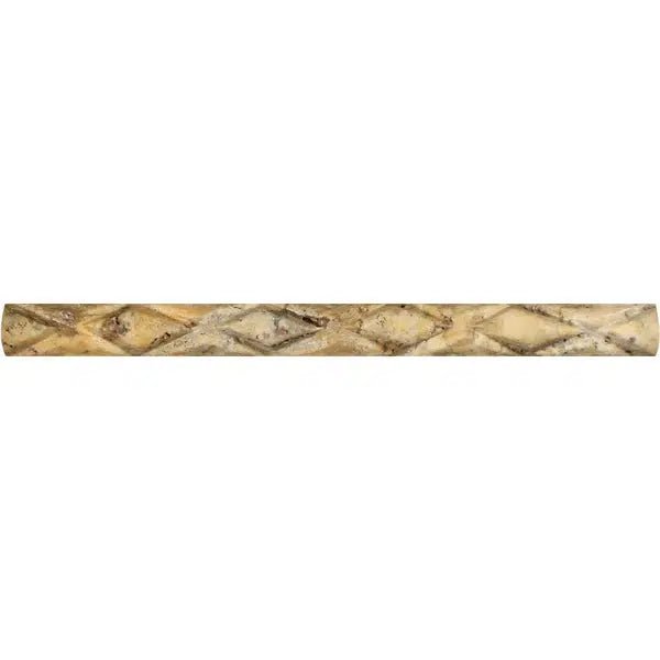 Scabos Travertine 1X12 Rope Liner Honed - SurfacesGalore