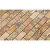 Scabos Travertine 1X2 Brick Mosaic Polished - SurfacesGalore