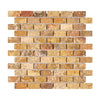 Scabos Travertine 1X2 Brick Mosaic Tumbled - SurfacesGalore