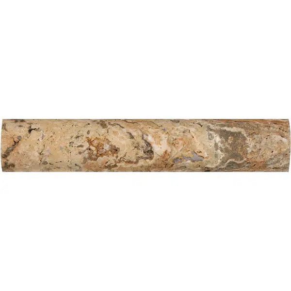 Scabos Travertine 1X6 Quarter - Round Trim Liner Honed - SurfacesGalore