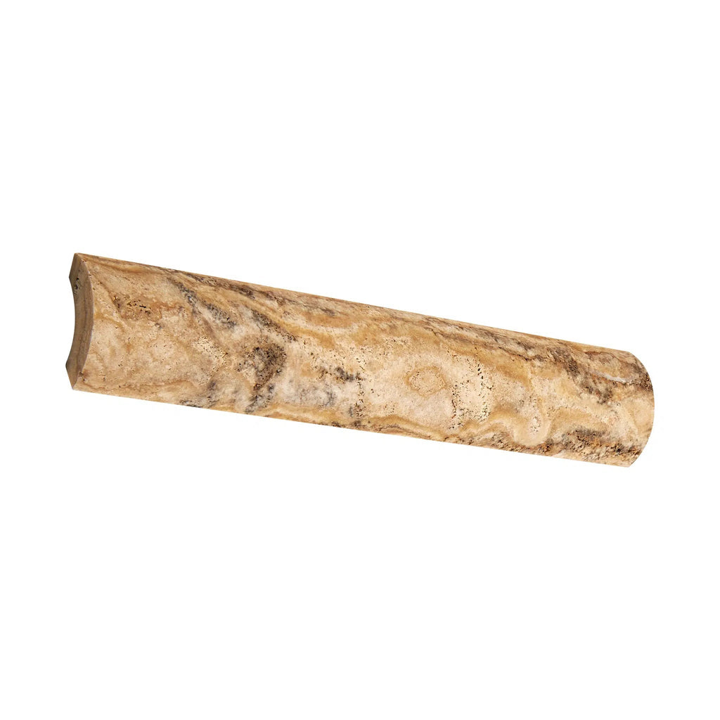 Scabos Travertine 1X6 Quarter-Round Trim Liner Honed