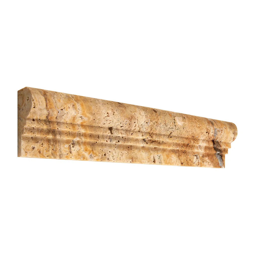 Scabos Travertine 2 1/2X12 OG-2 (Double-Step Chair Rail Trim) Liner Honed