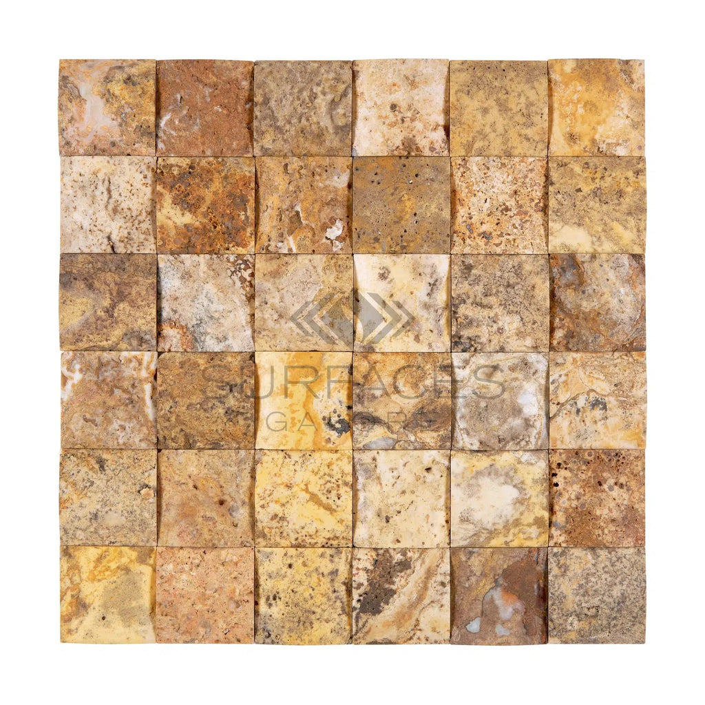 Scabos Travertine 2X2 CNC-Arched & Honed (Round-Face / Wavy) Mosaic