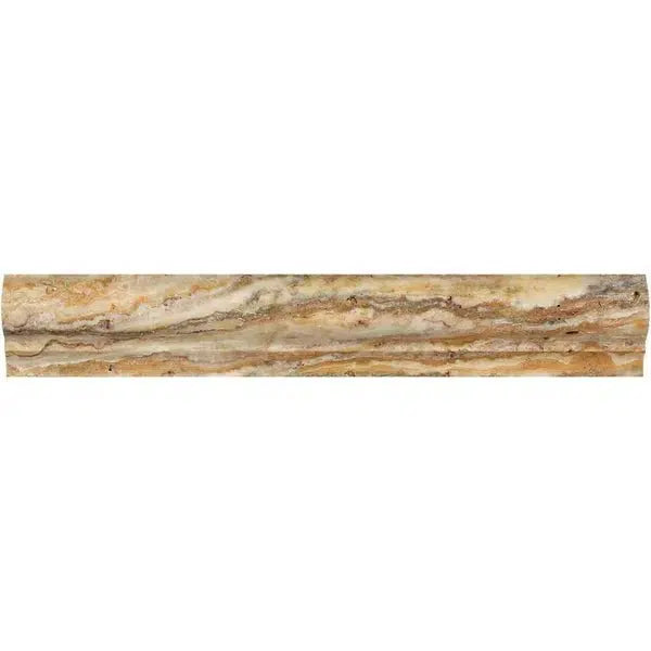 Scabos Travertine 2X3X12 Corner-Ogee (Stair-Tread) Trim Liner Honed