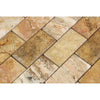 Scabos Travertine 2X4 Deep-Beveled Brick Mosaic Honed