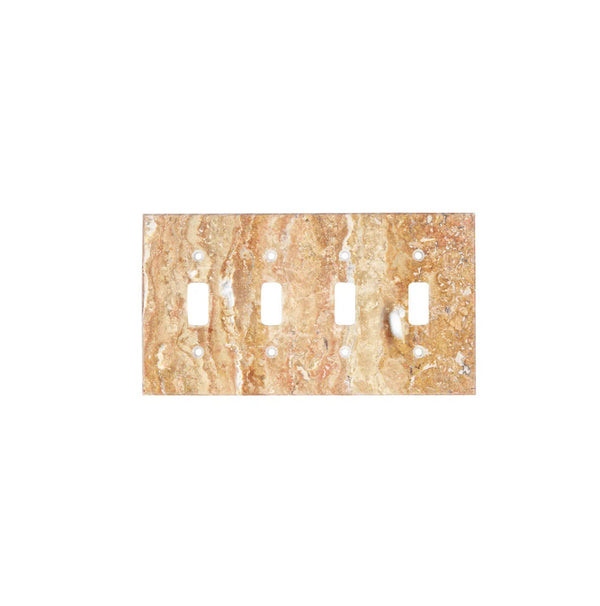 Scabos Travertine 4 Gang TOGGLE Switch Wall Plate/Cover Plate/Switch Plate