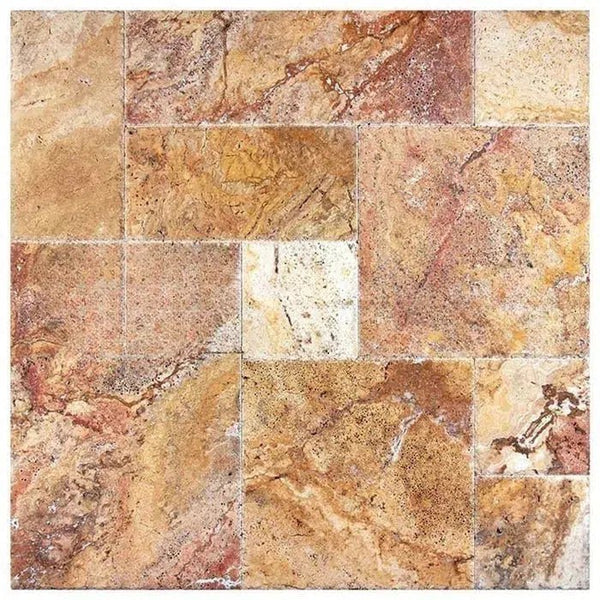 Scabos Travertine 4 pcs Versailles Pattern / French Pattern Set Tumbled - SurfacesGalore