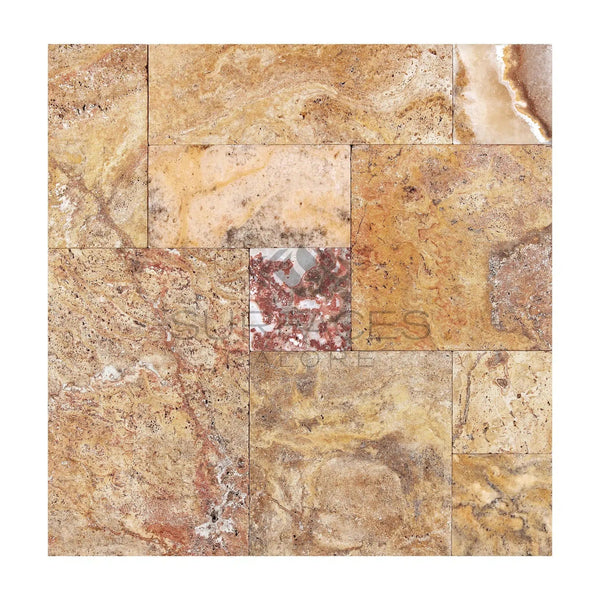 Scabos Travertine 4 pcs Versailles Pattern / French Pattern Set Tumbled