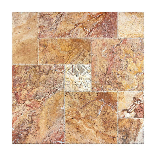 Scabos Travertine 4 pcs Versailles Pattern / French Pattern Set Unfilled / Brushed and Chiseled