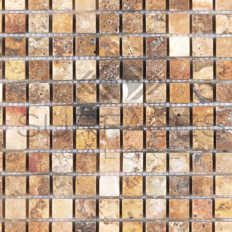 Scabos Travertine 5/8X5/8 Mosaic Tumbled