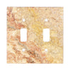 The Scabos Travertine Double TOGGLE Plate Switch Wall Plate / Cover Plate / Switch Plate by SurfacesGalore, with a marbled beige, red, and brown texture, effortlessly elevates your decor.