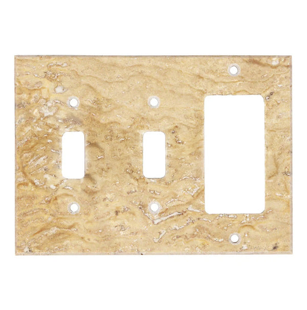 Scabos Travertine Double TOGGLE - ROCKER Switch Wall Plate/Cover Plate/Switch Plate