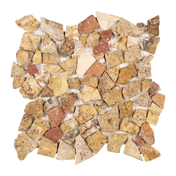 Scabos Travertine Flat Pebble / Paledian (Random Broken) Mosaic Tumbled