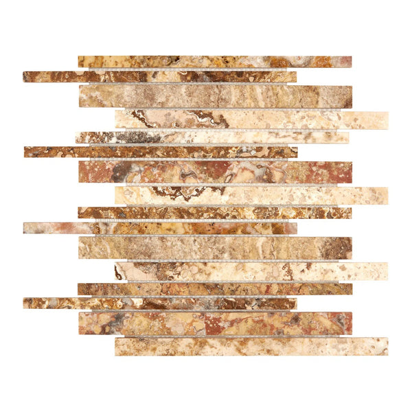 Scabos Travertine Random Strip Mosaic Honed