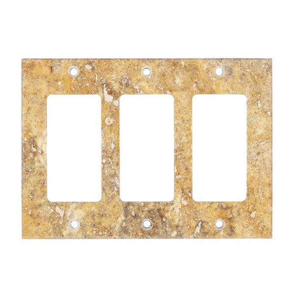 Scabos Travertine Triple ROCKER Plate Switch Wall Plate/Cover Plate/Switch Plate