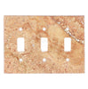 The Scabos Travertine Triple Toggle Switch Wall Plate from SurfacesGalore offers the natural stone elegance of a marble finish.