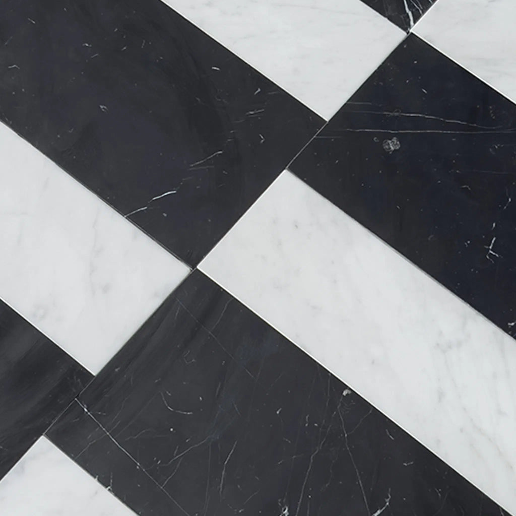 Carrara White 4X12 and Nero Marquina 6X12 Set