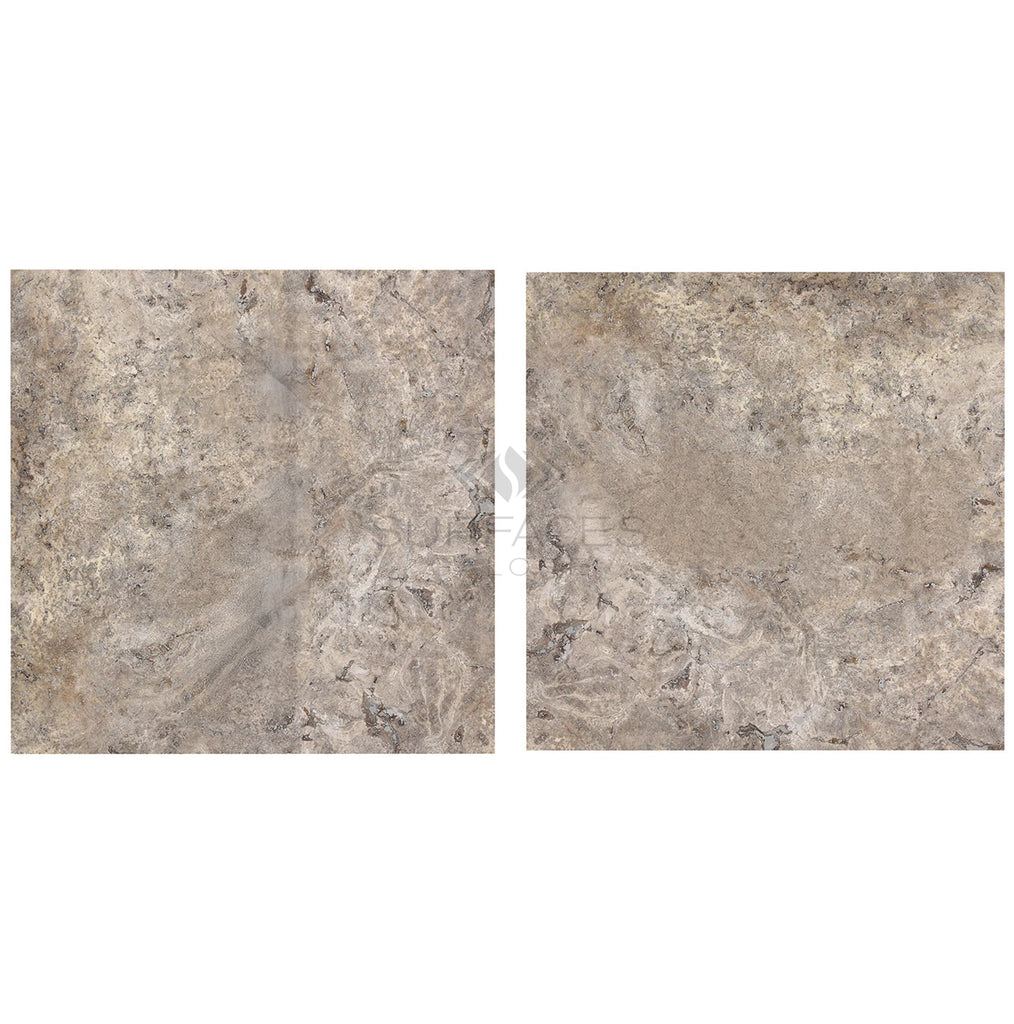 Silver (Gray) Travertine 12X12 Tile Filled and Honed - SurfacesGalore