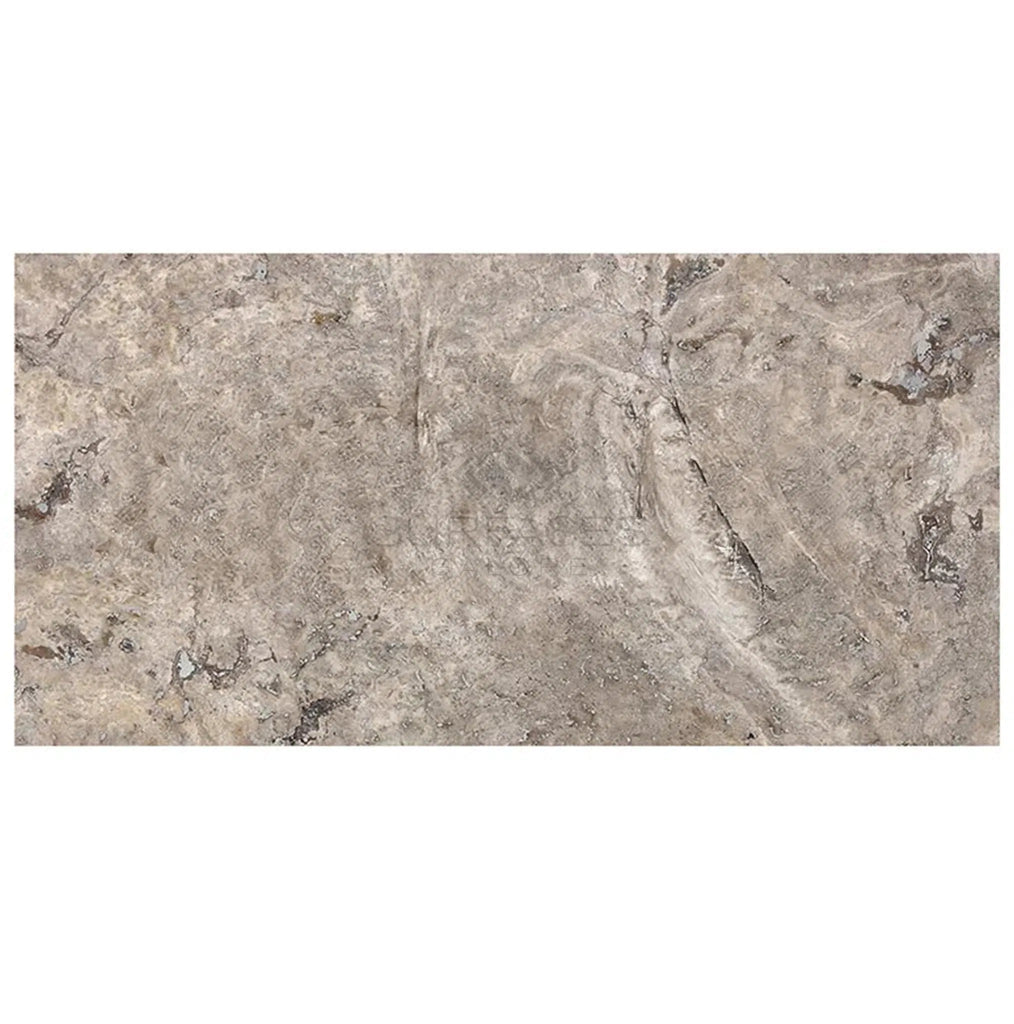 Silver (Gray) Travertine 12X24 Tile (Cross - Cut) Filled and Honed - SurfacesGalore