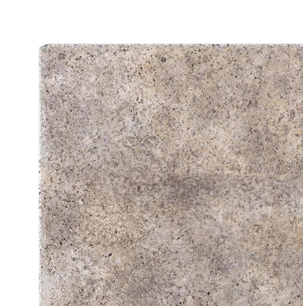 Silver (Gray) Travertine 16X16 Unfilled / Brushed and Chiseled Edge - SurfacesGalore