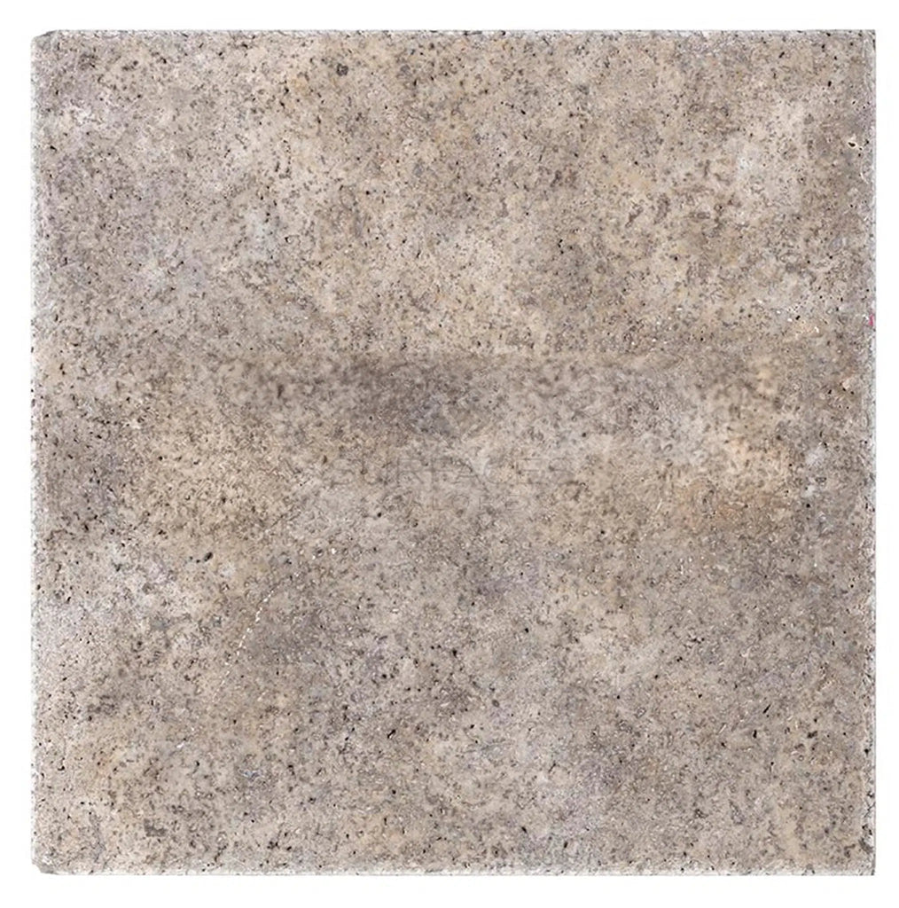 Silver (Gray) Travertine 16X16 Unfilled / Brushed and Chiseled Edge - SurfacesGalore