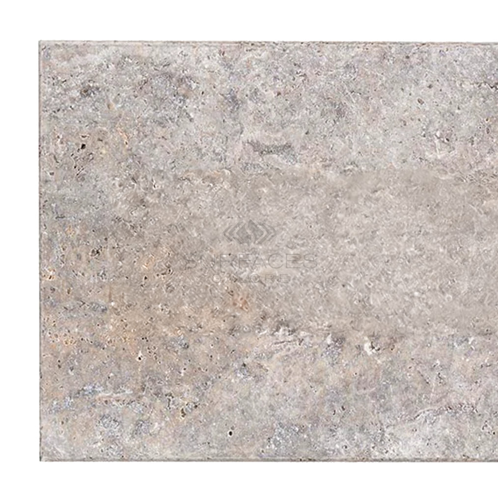 Silver (Gray) Travertine 16X24 Tile Unfilled / Brushed and Chiseled Edge - SurfacesGalore