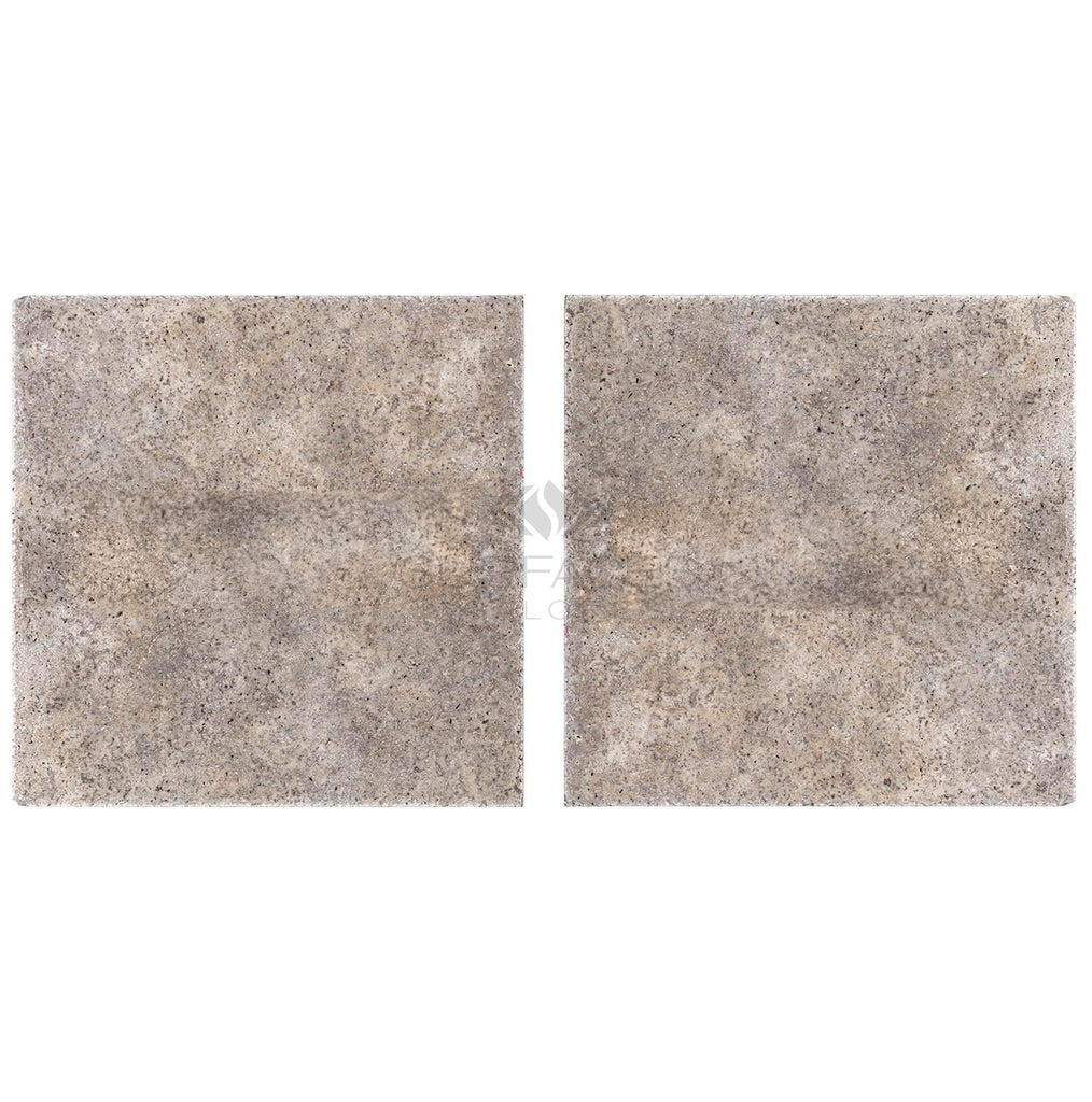 Silver (Gray) Travertine 18X18 Tile Unfilled / Brushed and Chiseled Edge - SurfacesGalore