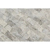 Silver (Gray) Travertine 1X2 Brick Mosaic Split - Faced - SurfacesGalore