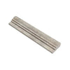 SurfacesGalore Silver (Gray) Travertine 2 1/2X12 OG-2 (Double-Step Chair Rail Trim) Liner featuring three parallel grooves and a rounded, slightly raised edge on a white background.