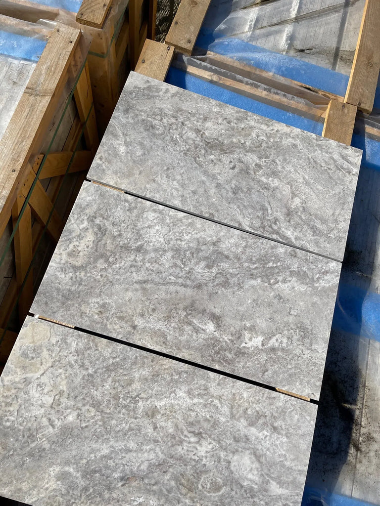 Silver (Gray) Travertine 24X24 Tile Filled and Honed