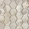 Silver (Gray) Travertine 2X2 Hexagon Mosaic Tile Tumbled - SurfacesGalore