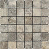 Silver (Gray) Travertine 2X2 Mosaic Tumbled - SurfacesGalore