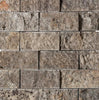 Silver (Gray) Travertine 2X4 Brick Mosaic Tile Split - Faced - SurfacesGalore