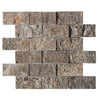 Silver (Gray) Travertine 2X4 Brick Mosaic Tile Split - Faced - SurfacesGalore