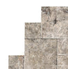 Silver (Gray) Travertine 4 pcs Versailles Pattern / French Pattern Set - SurfacesGaloreTumbled