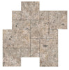 Silver (Gray) Travertine 4 pcs Versailles Pattern / French Pattern Set - SurfacesGaloreTumbled