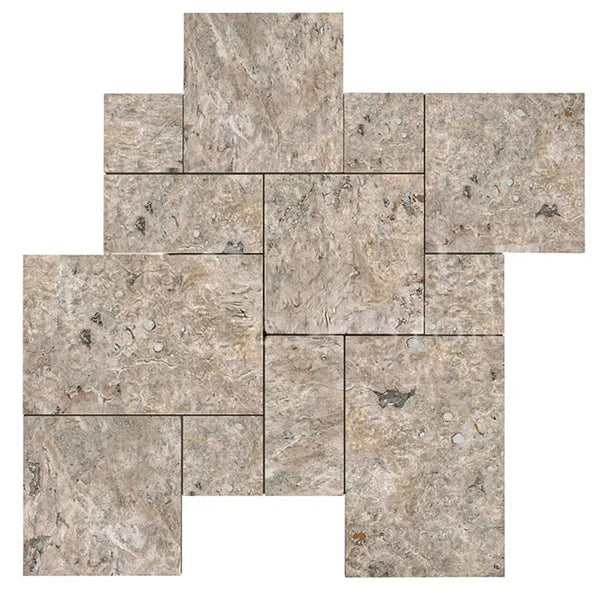 Silver (Gray) Travertine 4 pcs Versailles Pattern / French Pattern Set