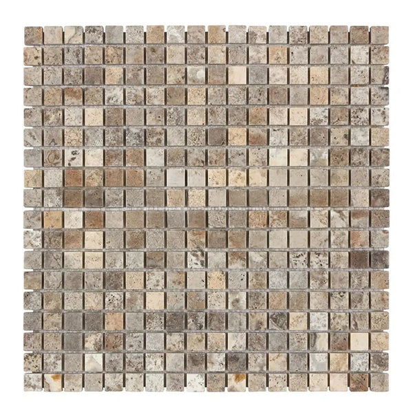 Silver (Gray) Travertine 5/8X5/8 Mosaic Tile Tumbled