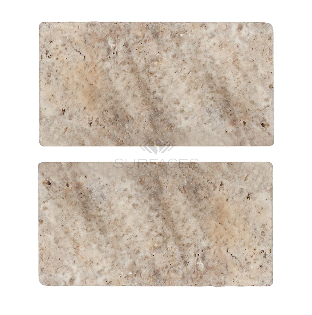 Silver (Gray) Travertine 8X16 Tumbled - SurfacesGalore