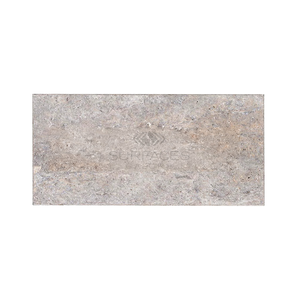 Silver (Gray) Travertine 8X16 Unfilled / Brushed and Chiseled Edge - SurfacesGalore