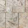 Silver (Gray) Travertine OPUS Mini - Pattern (4 pcs.) (Interlocking) Tile Tumbled - SurfacesGalore