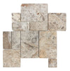 Silver (Gray) Travertine OPUS Mini - Pattern (4 pcs.) (Interlocking) Tile Tumbled - SurfacesGalore