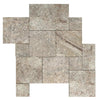 Silver (Gray) Travertine Versailles Pattern 3 cm Paver Tumbled - SurfacesGalore