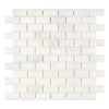 Snow White 1X2 Brick Marble Mosaic Polished