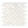 Snow White 1X2 Brick Marble Mosaic Polished